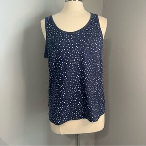 Live Love Lounge M Blue w/ White Dots Soft Stretch Pajama Lounge Top